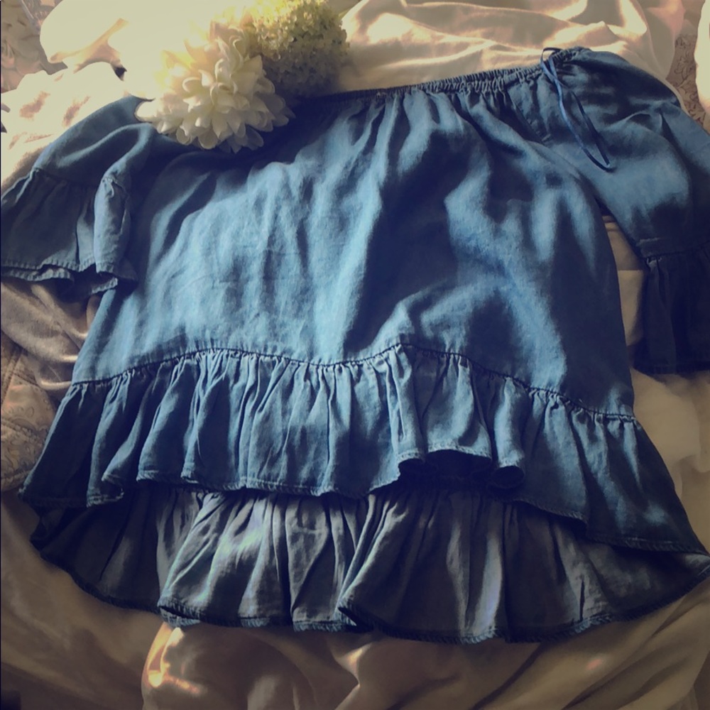 Off the shoulder jean top